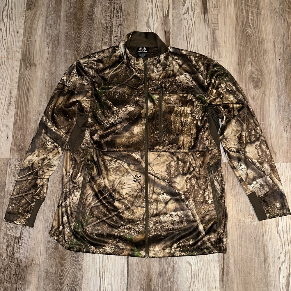 Realtree Men's Full-Zip Camo Sweater Jacket in Brown and Green